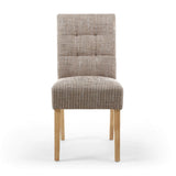 Waffle Tweed Fabric Dining Chairs in Set Of 2 With Natural Legs - Moseley