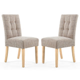 Waffle Tweed Fabric Dining Chairs in Set Of 2 With Natural Legs - Moseley