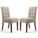 Waffle Tweed Fabric Dining Chairs in Set Of 2 With Walnut Legs - Moseley