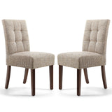 Waffle Tweed Fabric Dining Chairs in Set Of 2 With Walnut Legs - Moseley