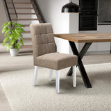 Waffle Tweed Fabric Dining Chairs in Set Of 2 With White Legs - Moseley