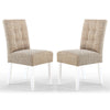Waffle Tweed Fabric Dining Chairs in Set Of 2 With White Legs - Moseley