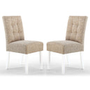 Waffle Tweed Fabric Dining Chairs in Set Of 2 With White Legs - Moseley