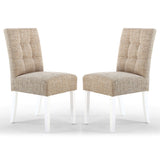 Waffle Tweed Fabric Dining Chairs in Set Of 2 With White Legs - Moseley