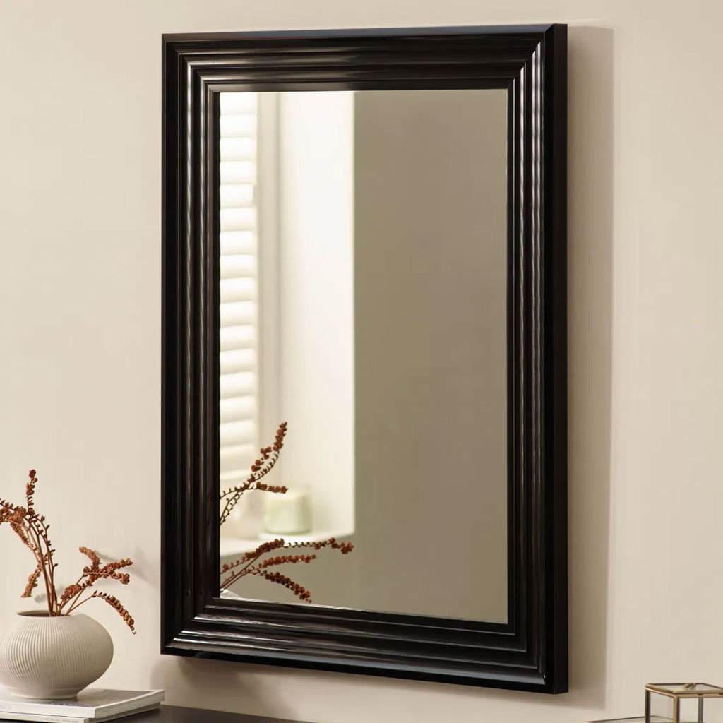 Wall Mirror 85cm High With Wooden Frame - Tokyo