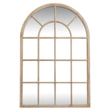 Wall Mirror Arched Window Design In Washed Wooden Frame - Glasgow