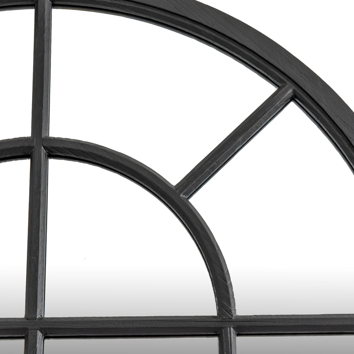 Wall Mirror Arched Window Design In Washed Wooden Frame - Glasgow