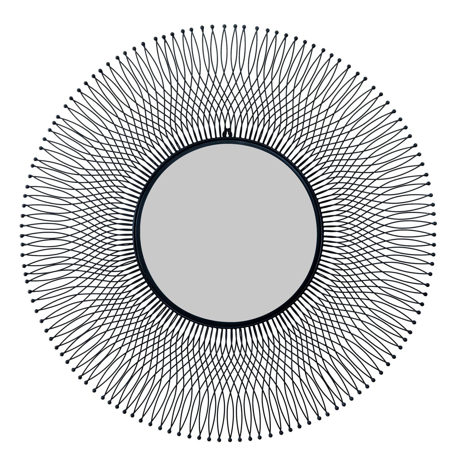 Wall Mirror Large And Round In Black Wire Metal Frame - Rio