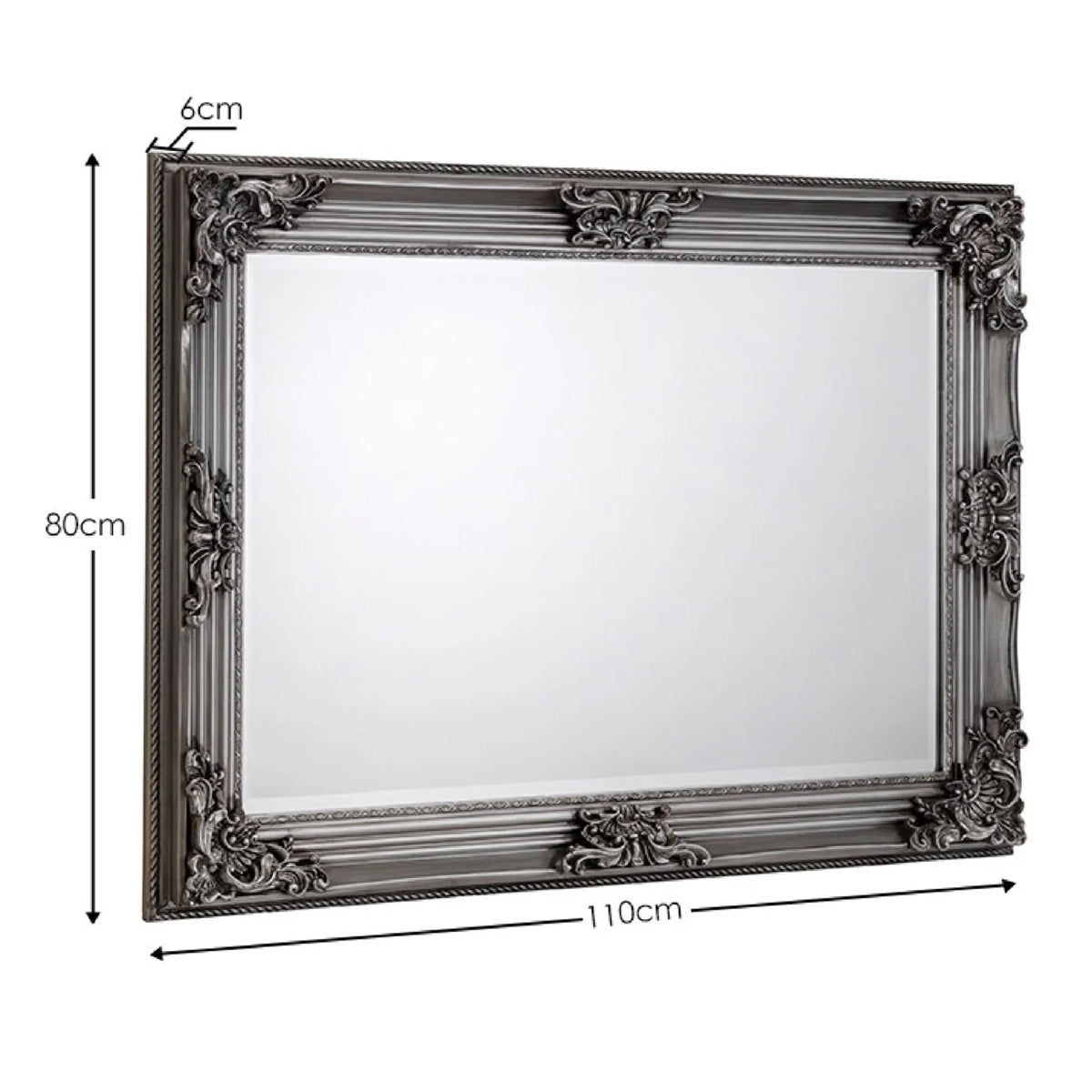 Wall Mirror Rectangular With Wooden Frame - Rococo