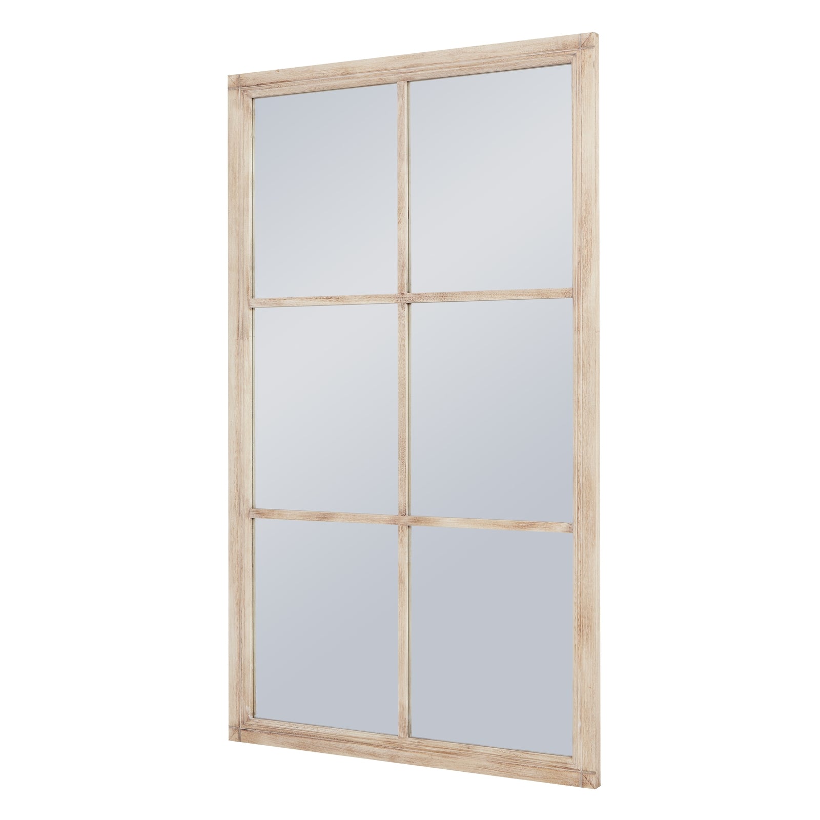 Wall Mirror Window Design Large In Natural Weather-Worn Frame - Bradford