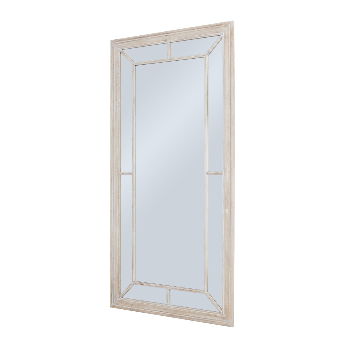 Wall Mirror Window Design Large In Washed Wooden Frame - Bradford ...
