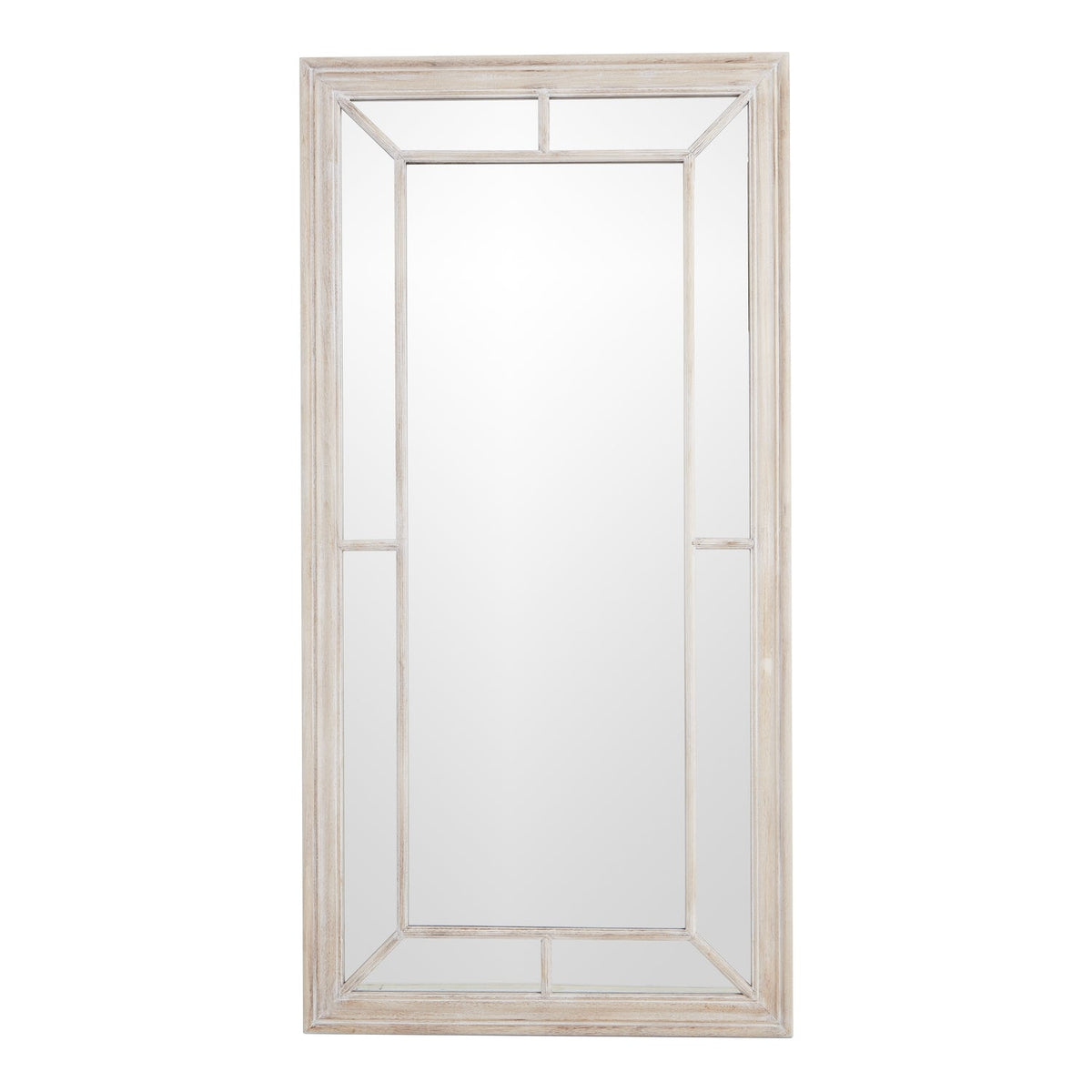 Wall Mirror Window Design Large In Washed Wooden Frame - Bradford ...