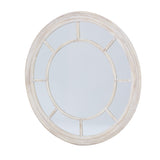Wall Mirror Window Design Round In Washed Wooden Frame - Bradford