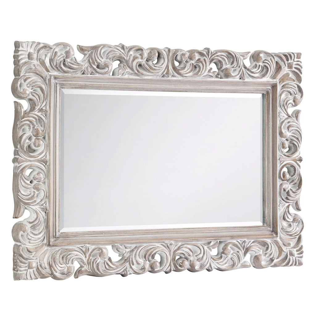 Wall Mirror With White Wooden Frame - Baroque