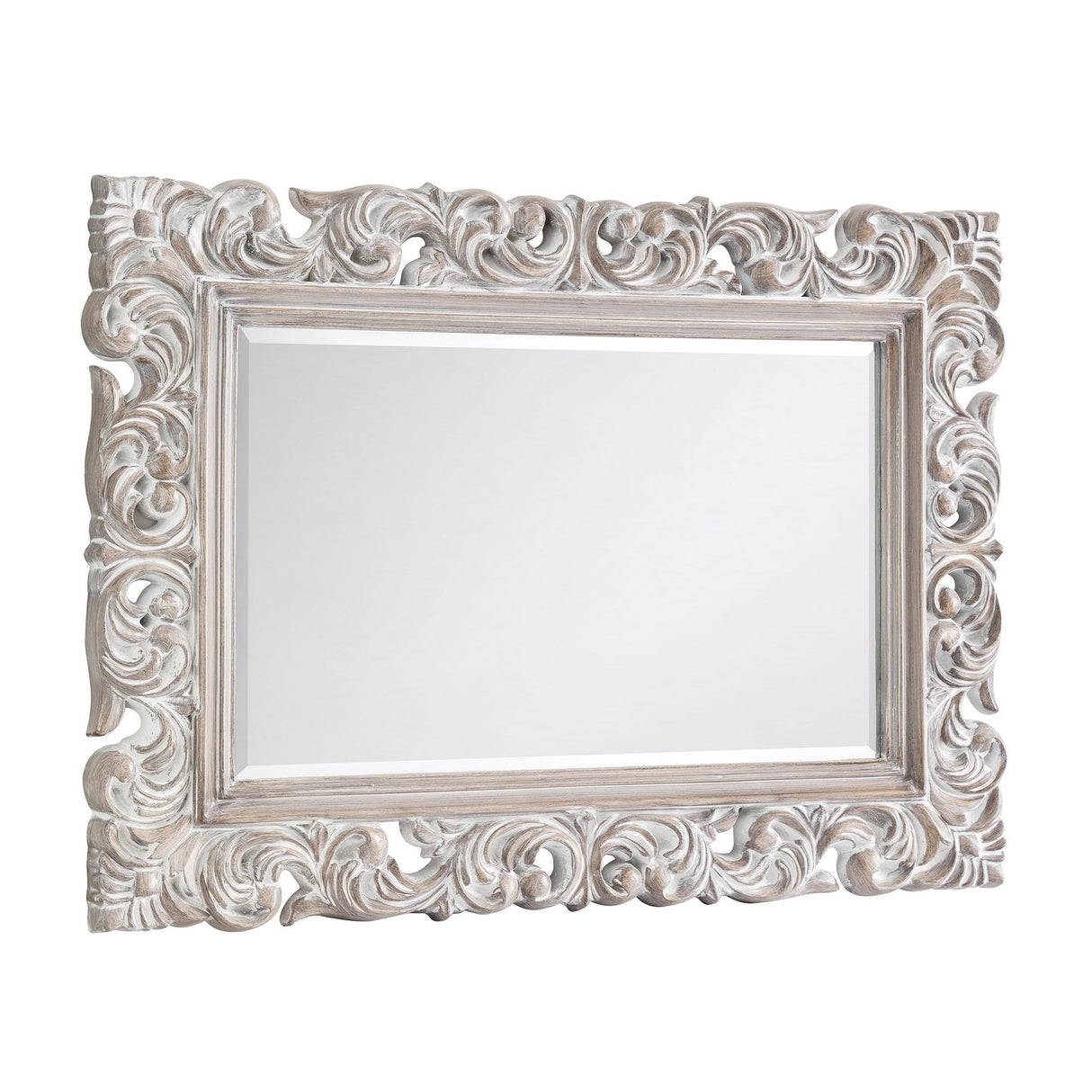 Wall Mirror With White Wooden Frame - Baroque