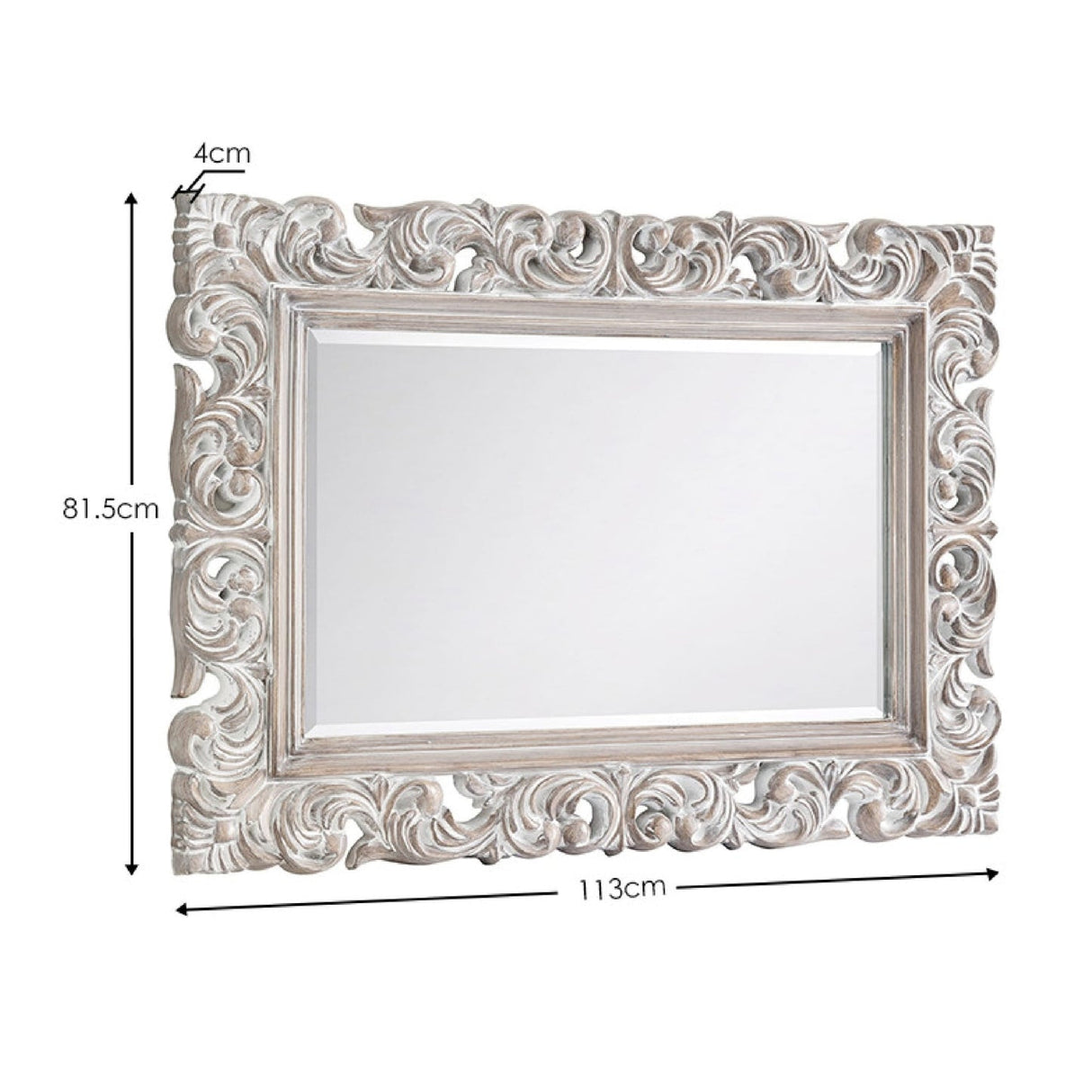 Wall Mirror With White Wooden Frame - Baroque
