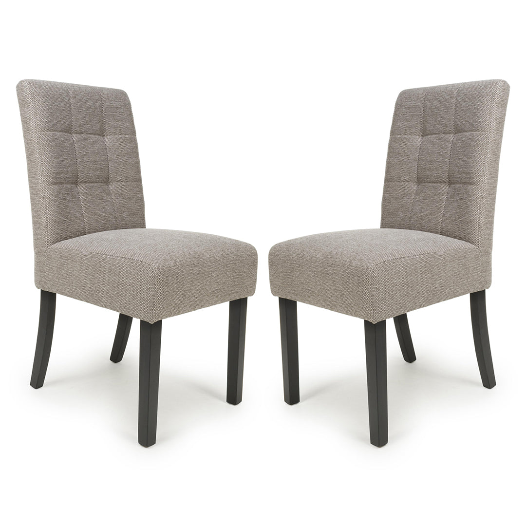 Weave Fabric Dining Chairs in Set Of 2 With Black Legs - Moseley