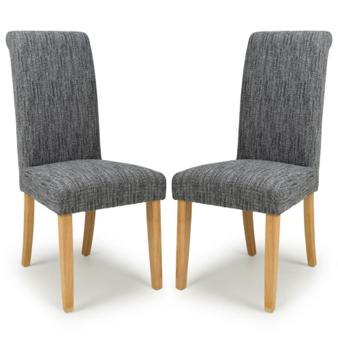 Weave Fabric Dining Chairs in Set Of 2 With Natural Legs - Como
