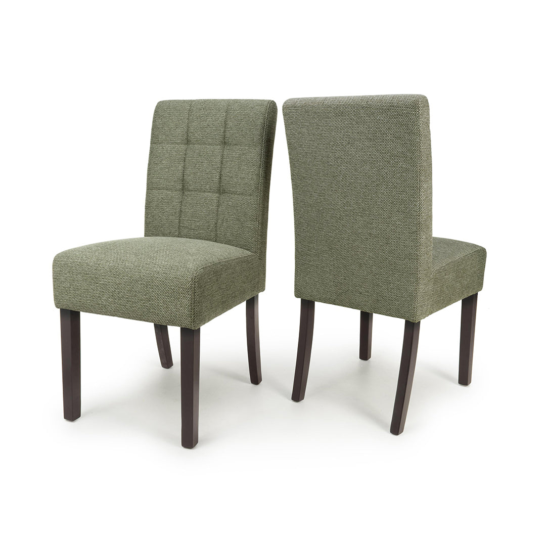 Weave Fabric Dining Chairs in Set Of 2 With Walnut Legs - Moseley