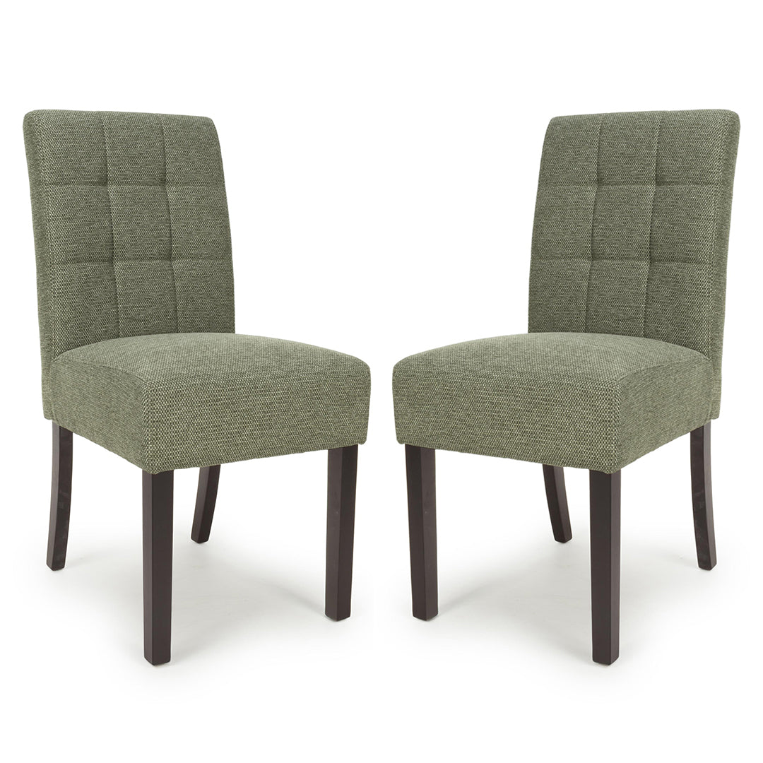 Weave Fabric Dining Chairs in Set Of 2 With Walnut Legs - Moseley