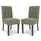 Weave Fabric Dining Chairs in Set Of 2 With Walnut Legs - Moseley