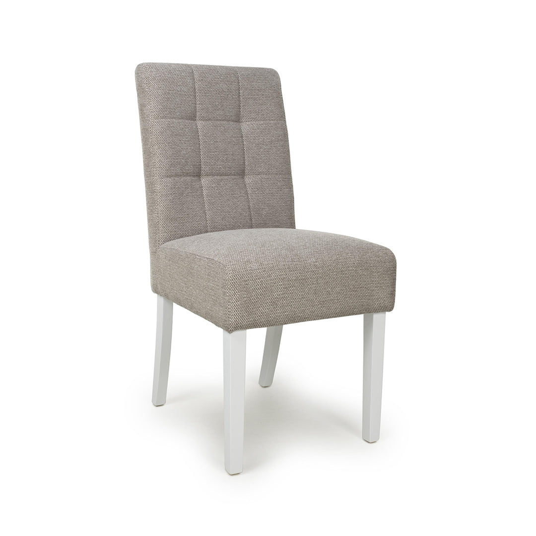 Weave Fabric Dining Chairs in Set Of 2 With White Legs - Moseley