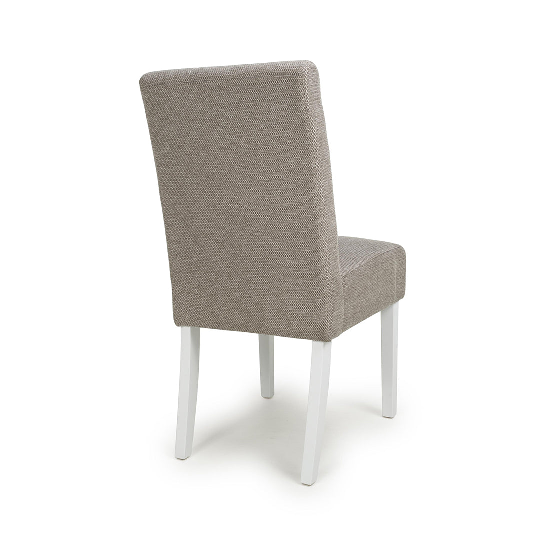 Weave Fabric Dining Chairs in Set Of 2 With White Legs - Moseley