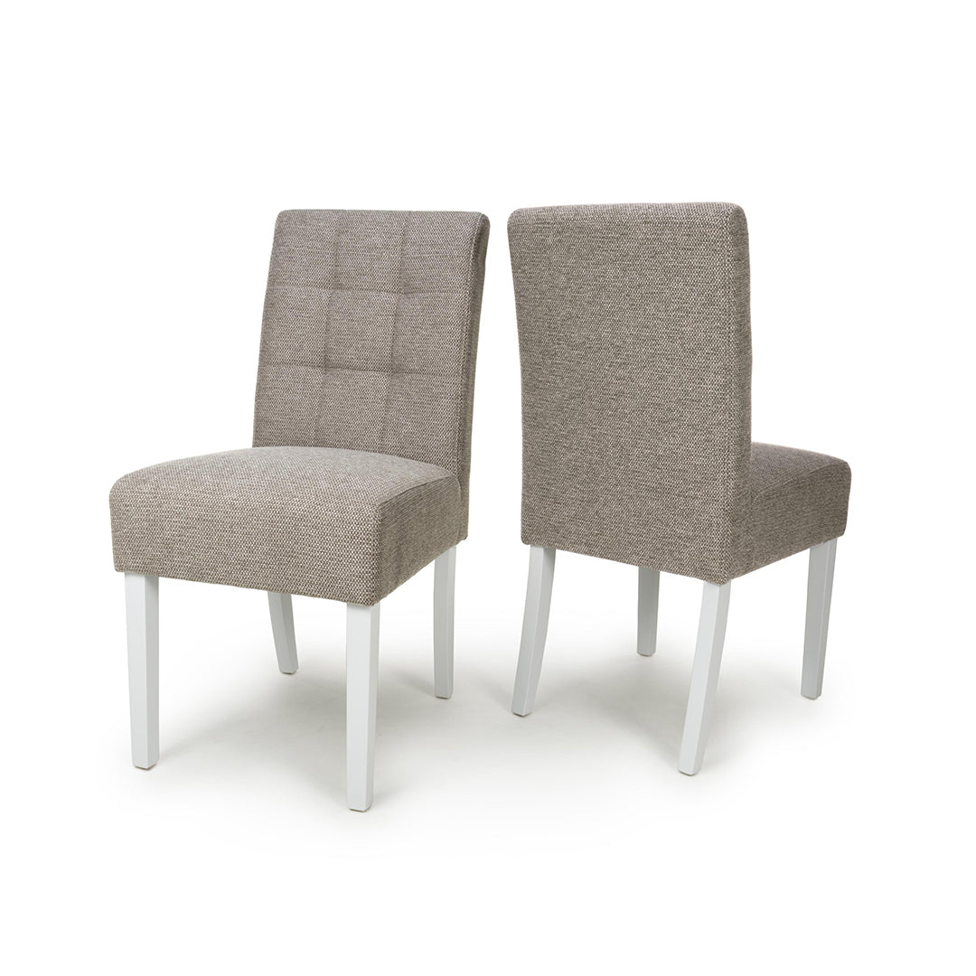 Weave Fabric Dining Chairs in Set Of 2 With White Legs - Moseley