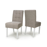 Weave Fabric Dining Chairs in Set Of 2 With White Legs - Moseley