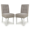 Weave Fabric Dining Chairs in Set Of 2 With White Legs - Moseley