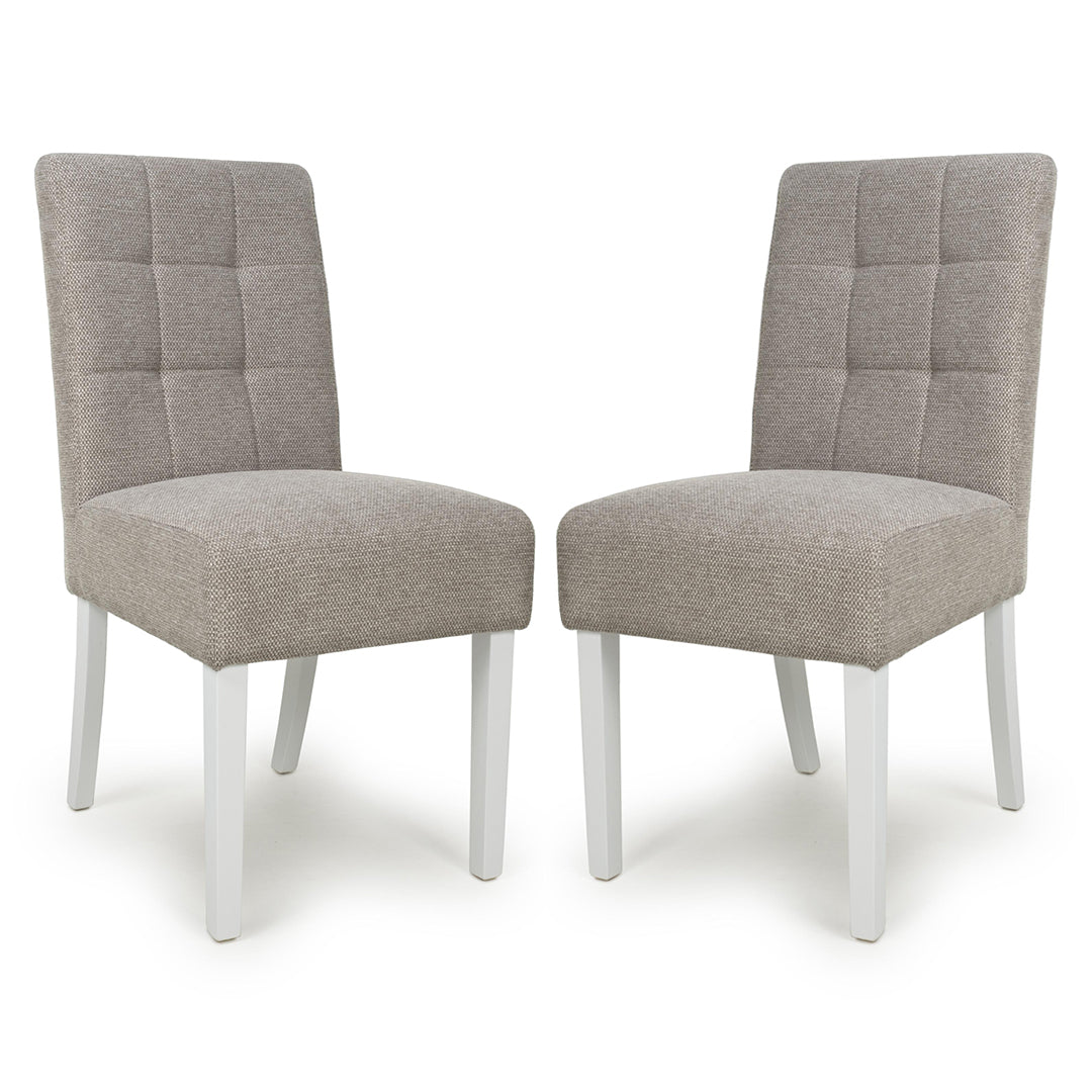 Weave Fabric Dining Chairs in Set Of 2 With White Legs - Moseley