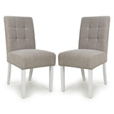 Weave Fabric Dining Chairs in Set Of 2 With White Legs - Moseley