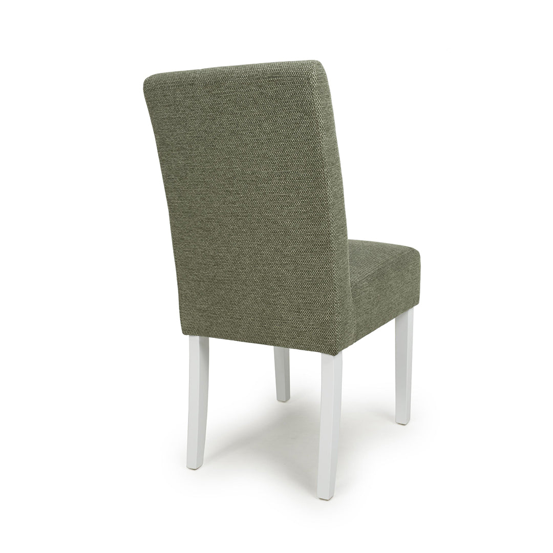 Weave Fabric Dining Chairs in Set Of 2 With White Legs - Moseley