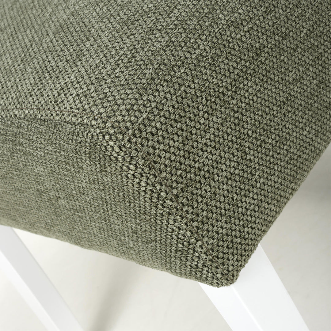 Weave Fabric Dining Chairs in Set Of 2 With White Legs - Moseley