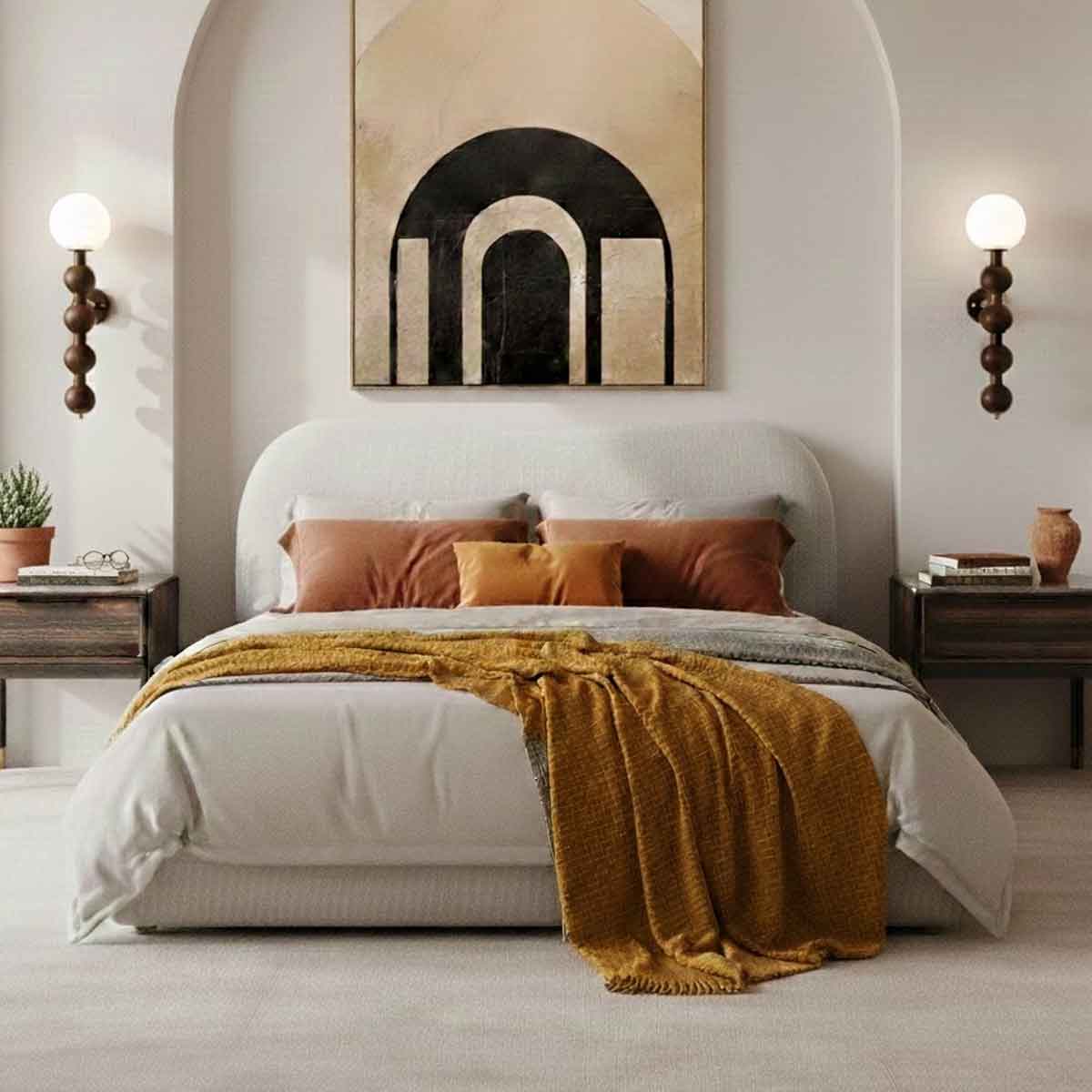 Weave Fabric Double Bed 159cm Wide - Wave