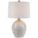 White Linen Shade Table Lamp With Geometric Ceramic Base - Chevronne