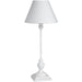White Linen Shade Table Lamp With Slim White Wooden Base - Symi