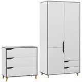 Wooden 2 Piece Bedroom Furniture Set With 2 Doors Wardrobe - Velmora