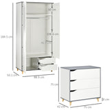 Wooden 2 Piece Bedroom Furniture Set With 2 Doors Wardrobe - Velmora