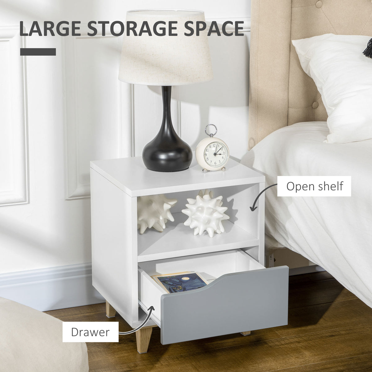 Wooden 3 Piece Bedroom Furniture Set With 2 Doors Wardrobe - Velmora