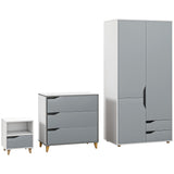 Wooden 3 Piece Bedroom Furniture Set With 2 Doors Wardrobe - Velmora
