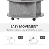 Wooden 3-Tier Coffee Table Round With Wheels - Velmora