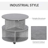 Wooden 3-Tier Coffee Table Round With Wheels - Velmora