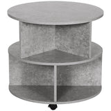 Wooden 3-Tier Coffee Table Round With Wheels - Velmora