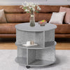 Wooden 3-Tier Coffee Table Round With Wheels - Velmora
