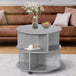 Wooden 3-Tier Coffee Table Round With Wheels - Velmora