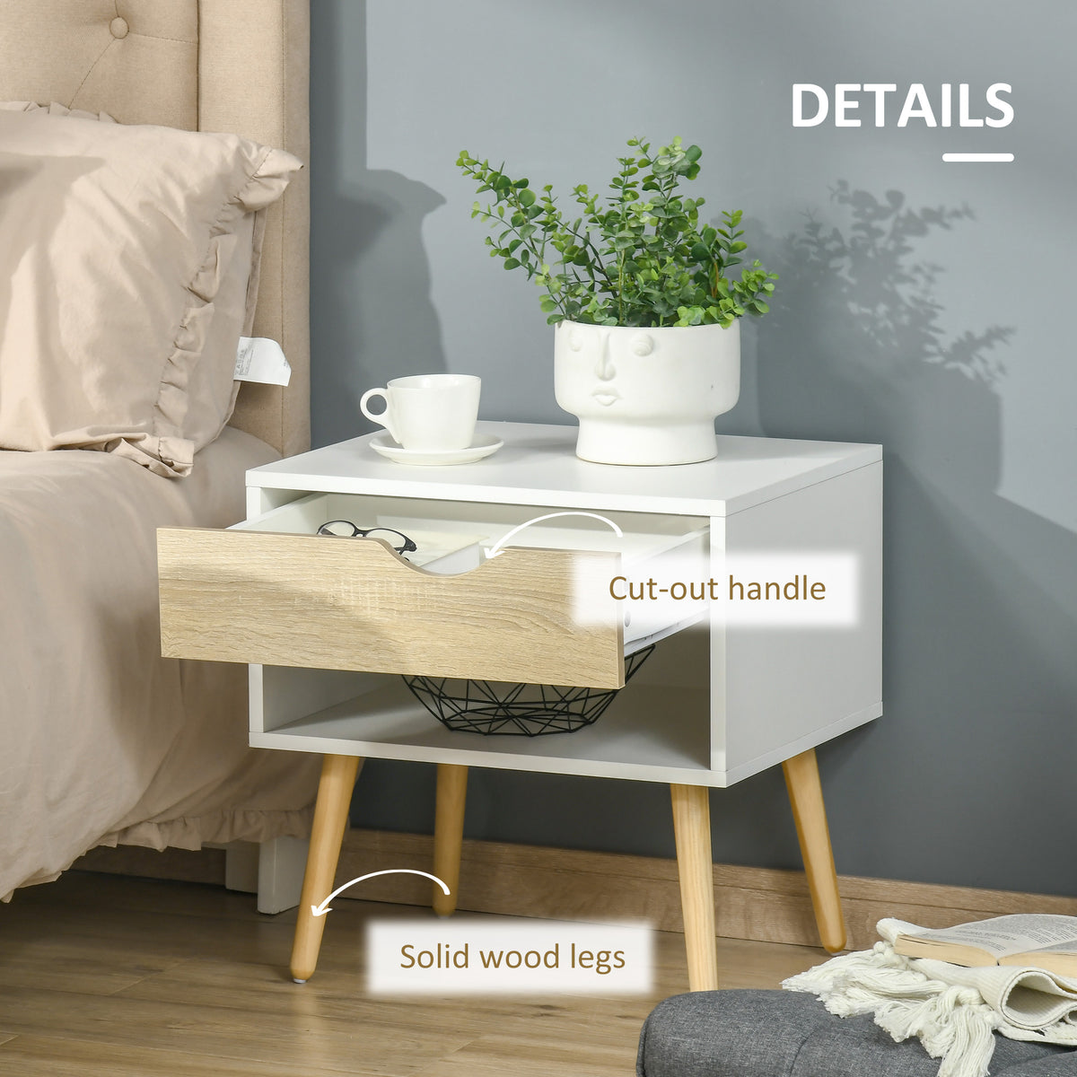 Wooden 4 Piece Bedroom Furniture Set With 2 Doors Sideboard - Velmora