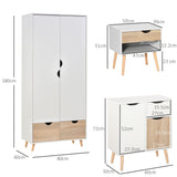 Wooden 4 Piece Bedroom Furniture Set With 2 Doors Sideboard - Velmora