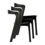 Wooden Accent Chair Stackable in Black With Velvet Seat Pad - Nina