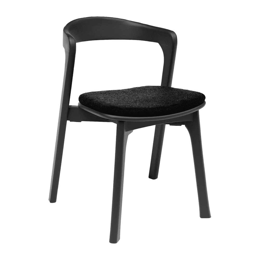 Wooden Accent Chair Stackable in Black With Velvet Seat Pad - Nina